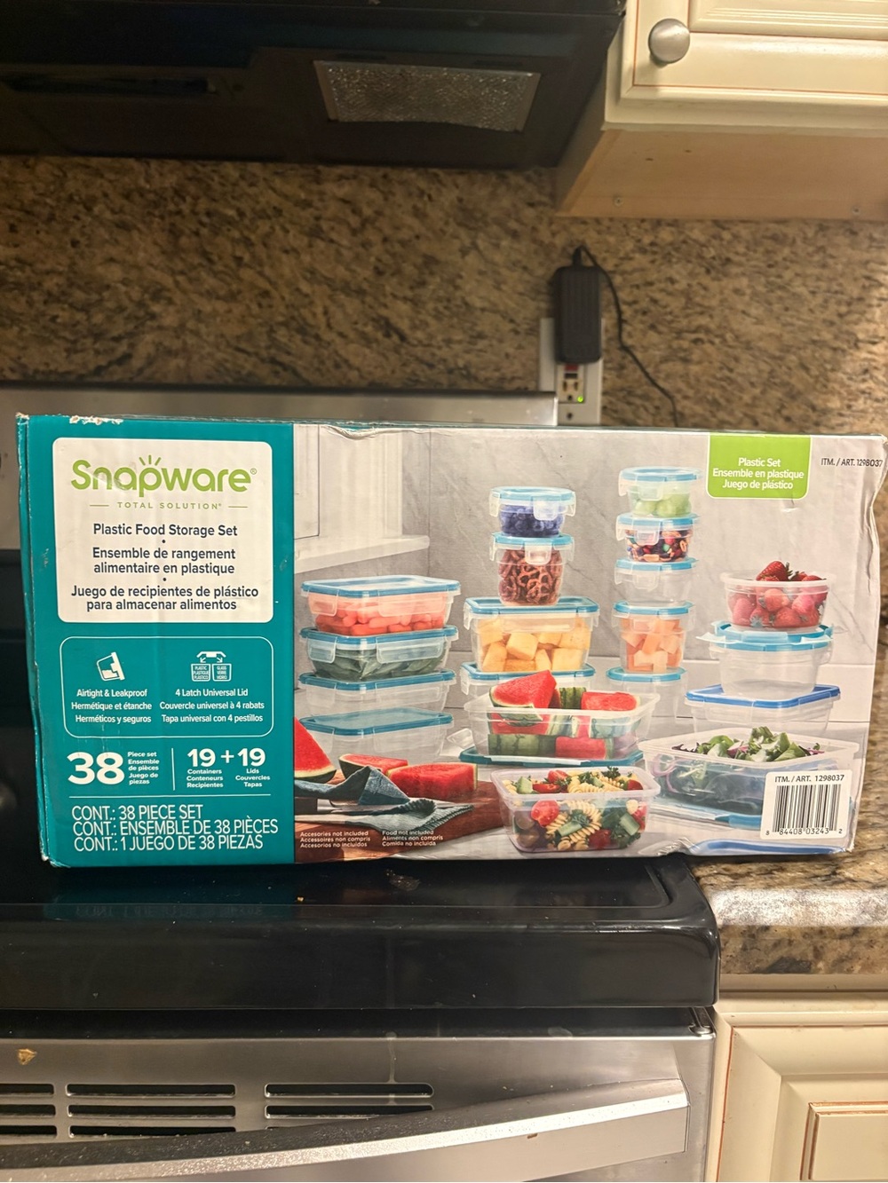 38-Piece Plastic Food Storage Set with Blue Lids